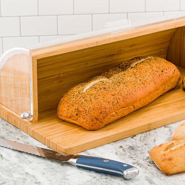 Restaurantware Eco Display Rectangle Natural Bamboo Roll Top Cover Display - 20" X 11 1/2" X 6 1/2" - 1 Count Box