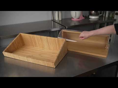 Restaurantware Eco Display Rectangle Natural Bamboo Roll Top Cover Display - 20" X 11 1/2" X 6 1/2" - 1 Count Box