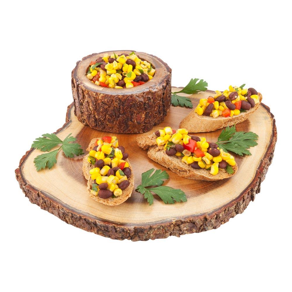 restaurantware Eco Display Round Natural Acacia Serving Board - Varnished Bark Edges - 9" x 9" x 1 1/2" - 1 count box