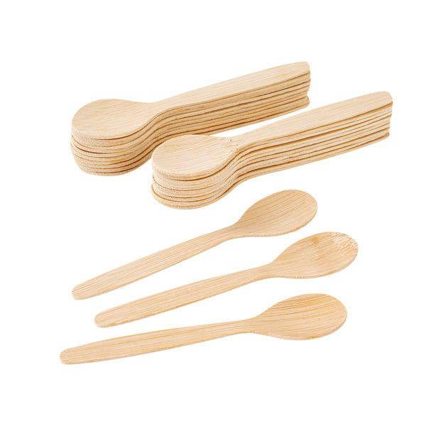 Restaurantware Eco Luxe Round Natural Bamboo Tasting Spoon - 4 3/4" - 1000 Count Box