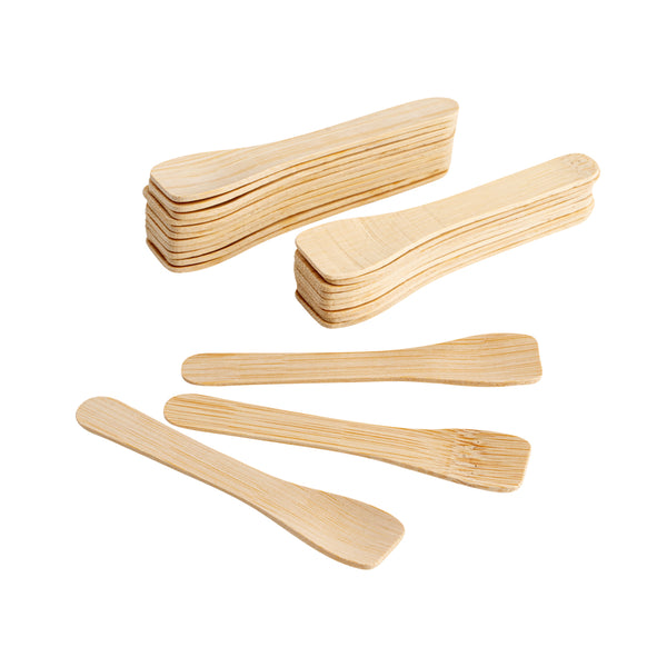 Restaurantware Eco Luxe Rounded Square Natural Bamboo Tasting Spoon - 3 1/2" - 1000 Count Box