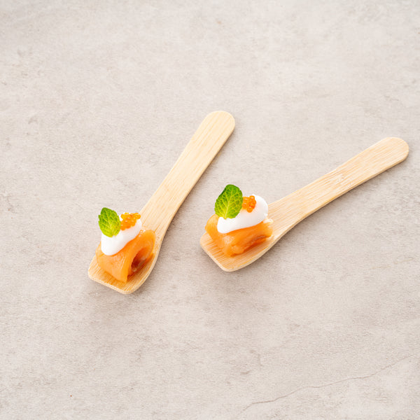 Restaurantware Eco Luxe Rounded Square Natural Bamboo Tasting Spoon - 3 1/2" - 1000 Count Box