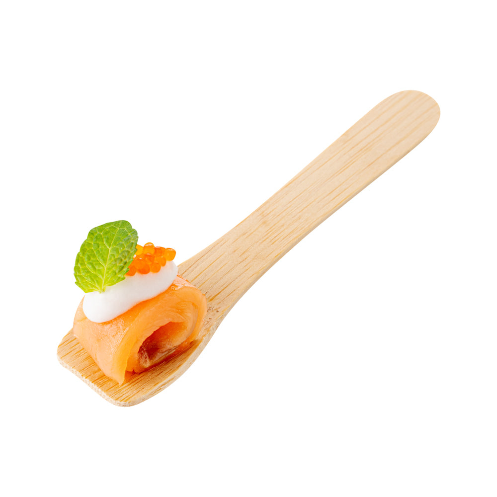 restaurantware Eco Luxe Rounded Square Natural Bamboo Tasting Spoon - 3 1/2" - 1000 count box