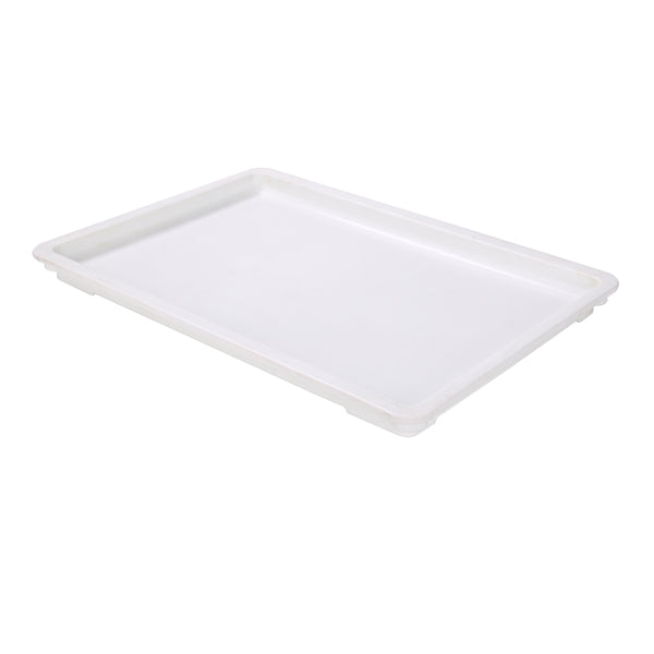 Restaurantware Eco Pie Rectangle White Plastic Lid - Fits Pizza Dough Proofing Box - 10 Count Box
