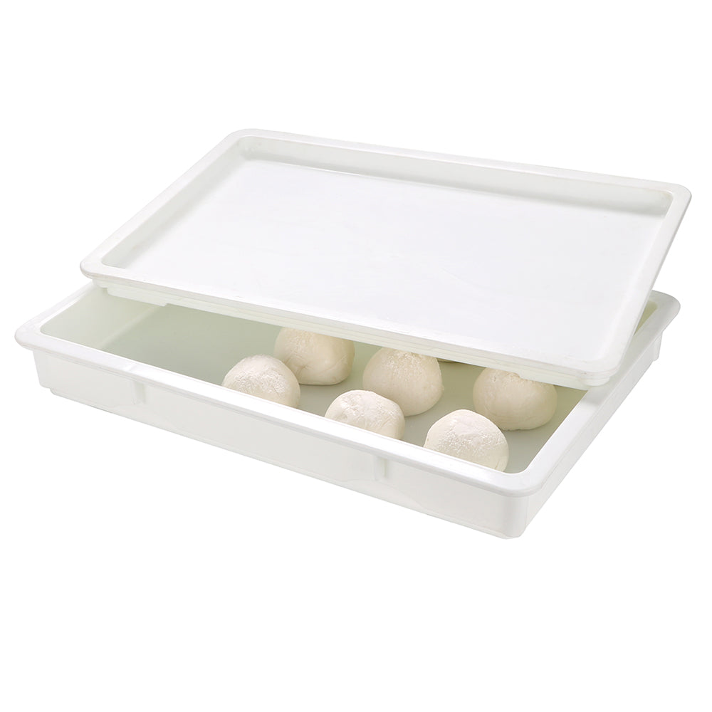 restaurantware Eco Pie Rectangle White Plastic Lid - Fits Pizza Dough Proofing Box - 10 count box