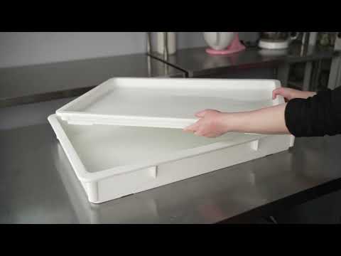 Restaurantware Eco Pie Rectangle White Plastic Pizza Dough Proofing Box - 26" X 18" X 3" - 10 Count Box
