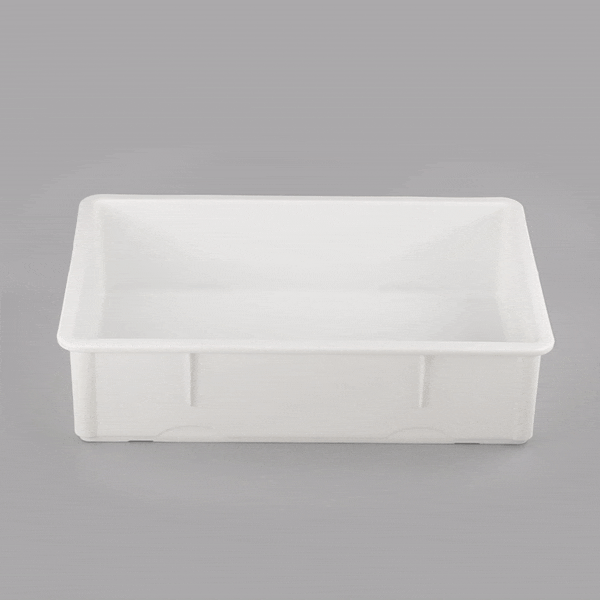Restaurantware Eco Pie Rectangle White Plastic Pizza Dough Proofing Box - 26" X 18" X 6" - 10 Count Box