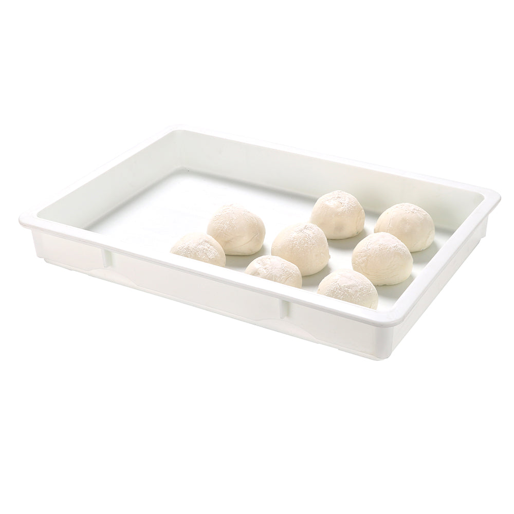 restaurantware Eco Pie Rectangle White Plastic Pizza Dough Proofing Box - 26" x 18" x 3" - 10 count box