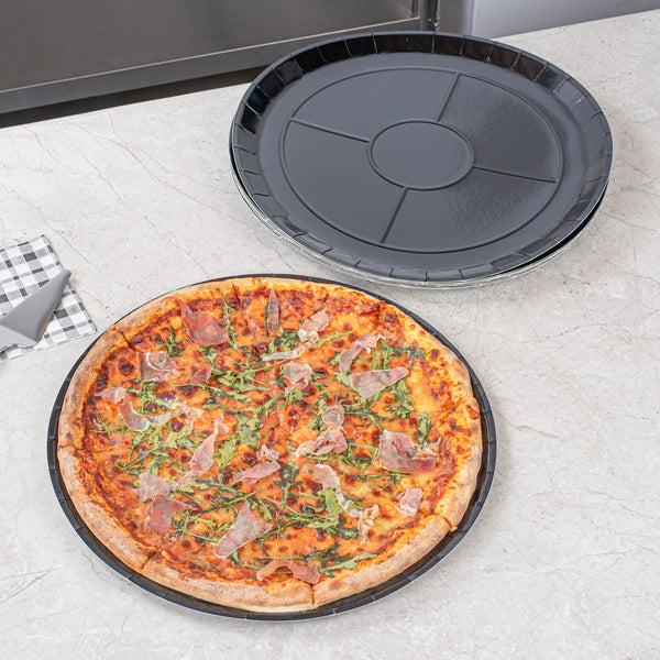 Restaurantware Eco Pie Round Black Paperboard Pizza Tray - Oven-Safe - 18'' - 50 Count Box