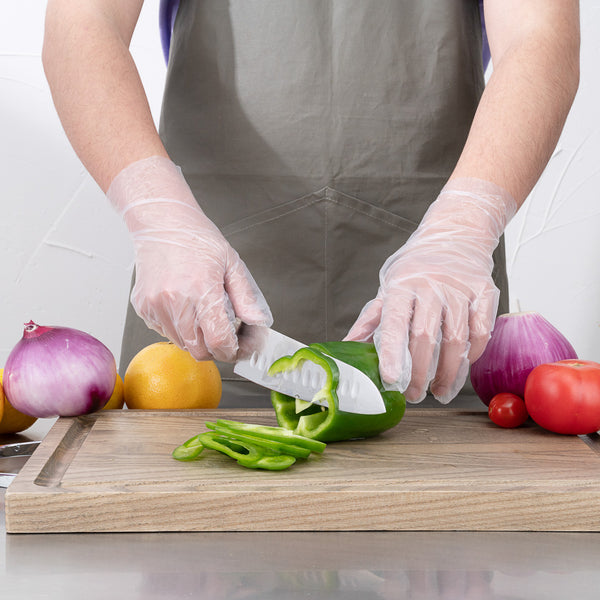 Restaurantware Eco Serve Clear Plastic Large Compostable Gloves - Powder-Free - 11 1/2" X 10 1/4" - 1000 Count Box