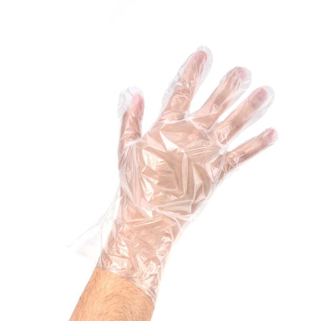 restaurantware Eco Serve Clear Plastic Large Compostable Gloves - Powder-Free - 11 1/2" x 10 1/4" - 1000 count box