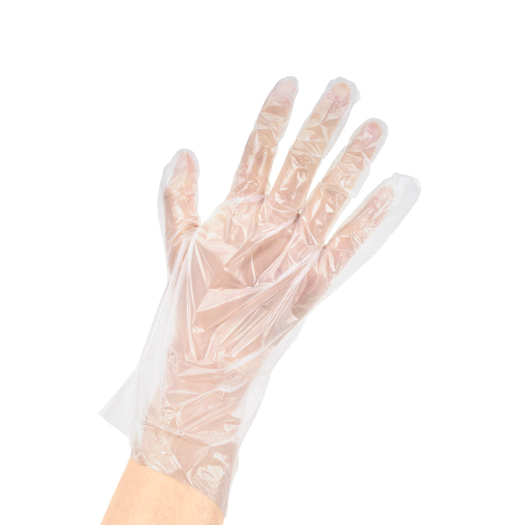 restaurantware Eco Serve Clear Plastic Small Compostable Gloves - Powder-Free - 10 1/4" x 8 3/4" - 1000 count box