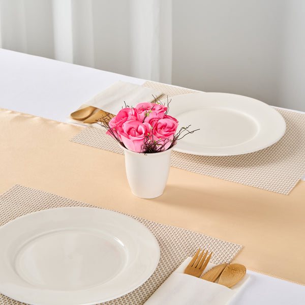 Restaurantware Fiore Pink Plastic Roses In Plastic Pot - 6 Blooms - 4" X 4" X 6" - 12 Count Box
