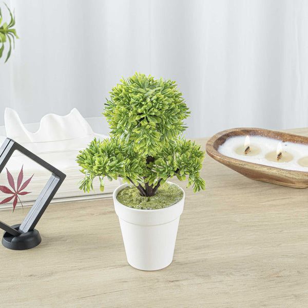 Restaurantware Fiore Round Green Plastic Petite Green Tree In Plastic Pot - 7" X 4" X 11" - 12 Count Box