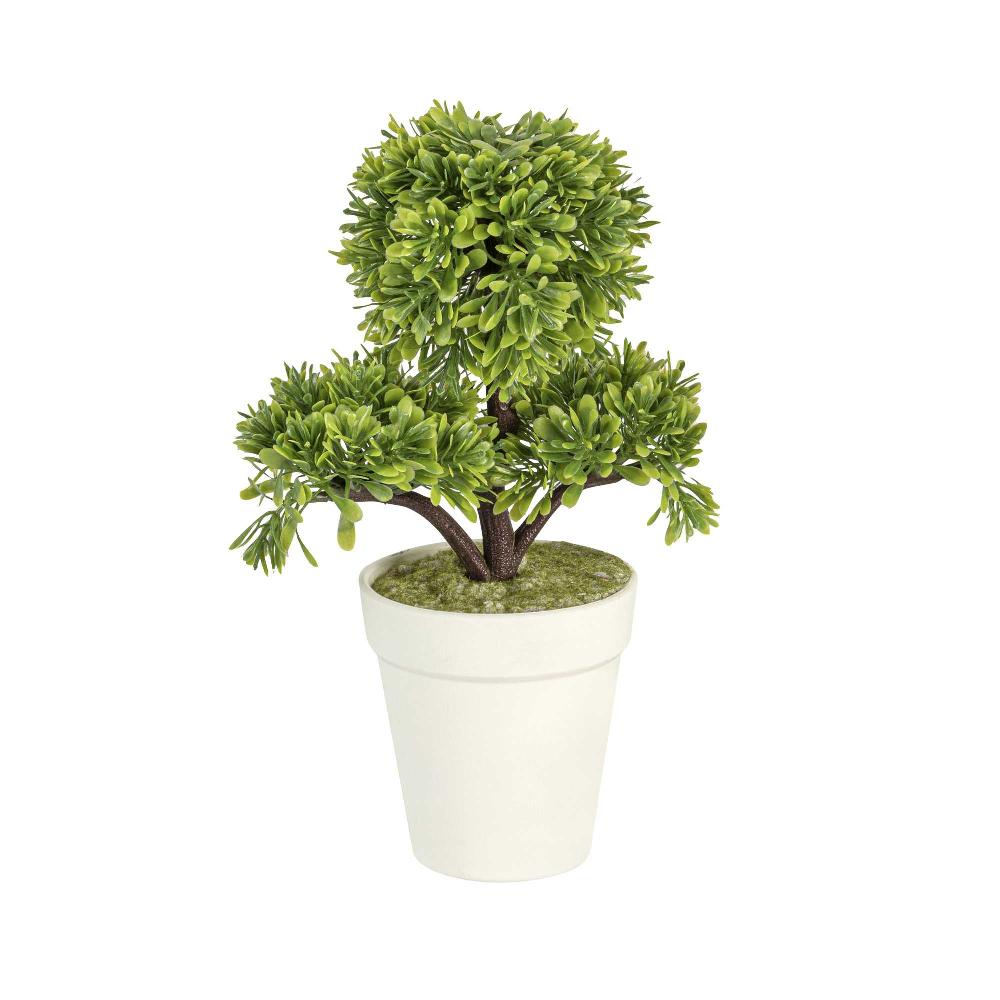 restaurantware Fiore Round Green Plastic Petite Green Tree in Plastic Pot - 7" x 4" x 11" - 12 count box