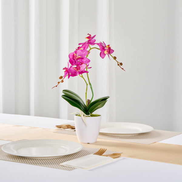 Restaurantware Fiore Round Magenta Plastic Moth Orchid In Plastic Pot - 8 Blooms - 4" X 4" X 15" - 12 Count Box