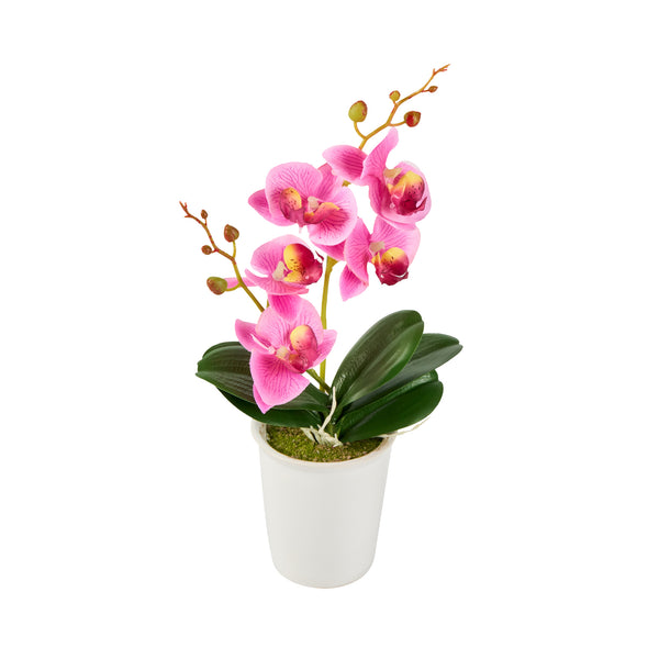Restaurantware Fiore Round Purple Plastic Orchid In Porcelain Pot - 5 Blooms - 4" X 4" X 14" - 12 Count Box
