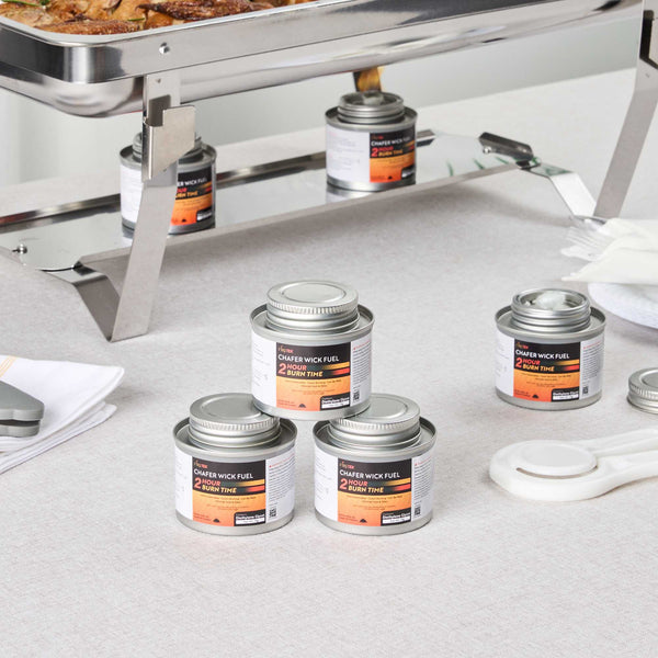 Restaurantware Fire Tek 2 Hour Wick Chafing Fuel - 12 Pack With Safety Twist Cap And Lid Opener - 2 Count Box