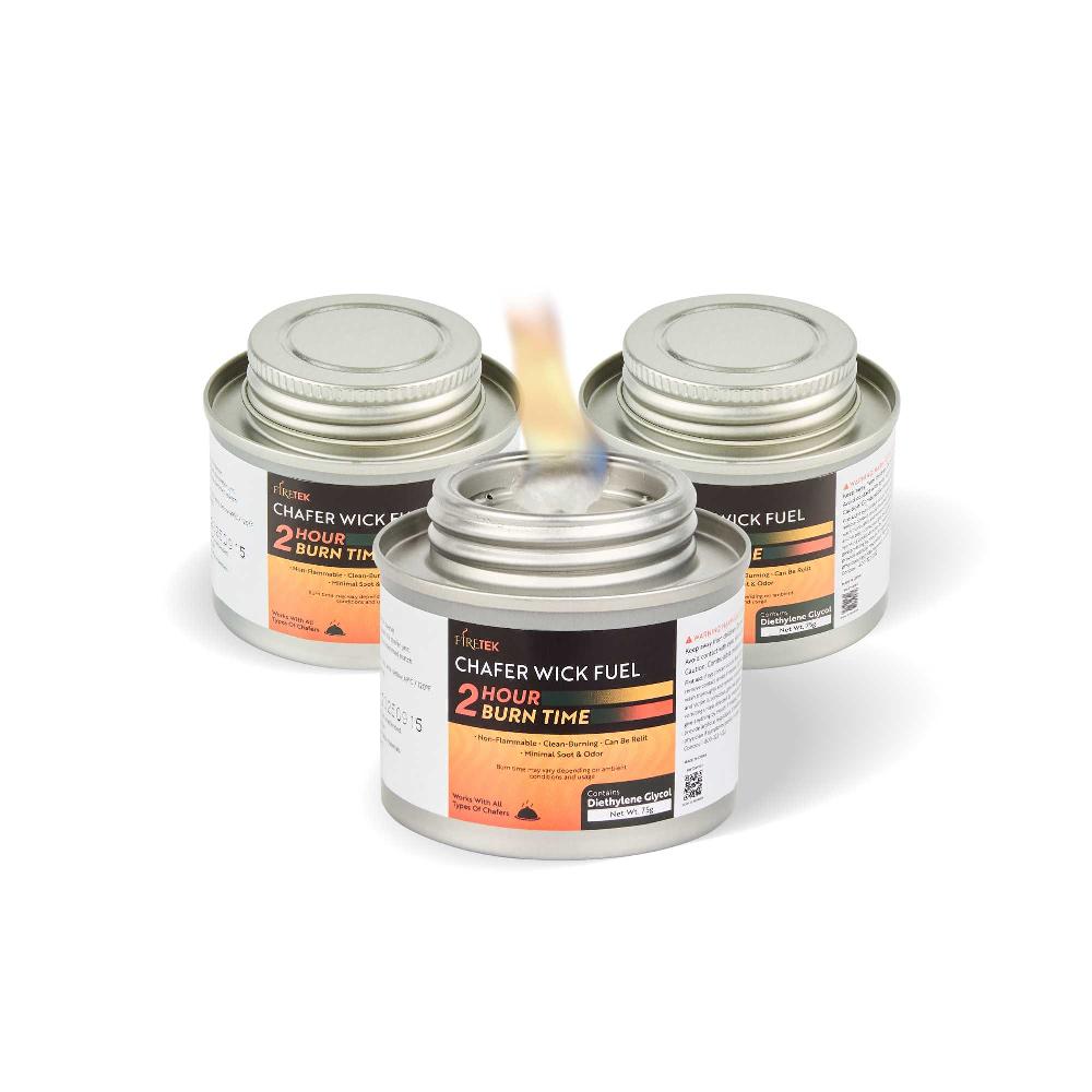 restaurantware Fire Tek 2 Hour Wick Chafing Fuel - 12 Pack with Safety Twist Cap and Lid Opener - 2 count box