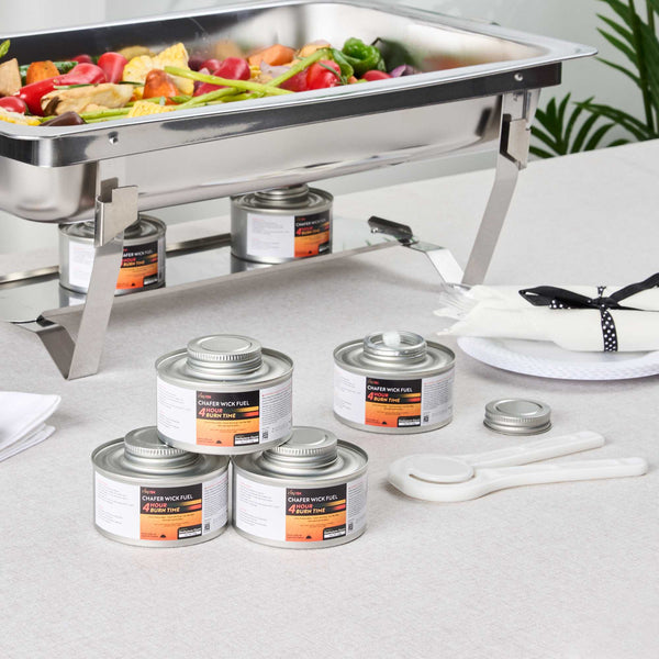 Restaurantware Fire Tek 4 Hour Wick Chafing Fuel - 6 Pack With Safety Twist Cap And Lid Opener - 4 Count Box