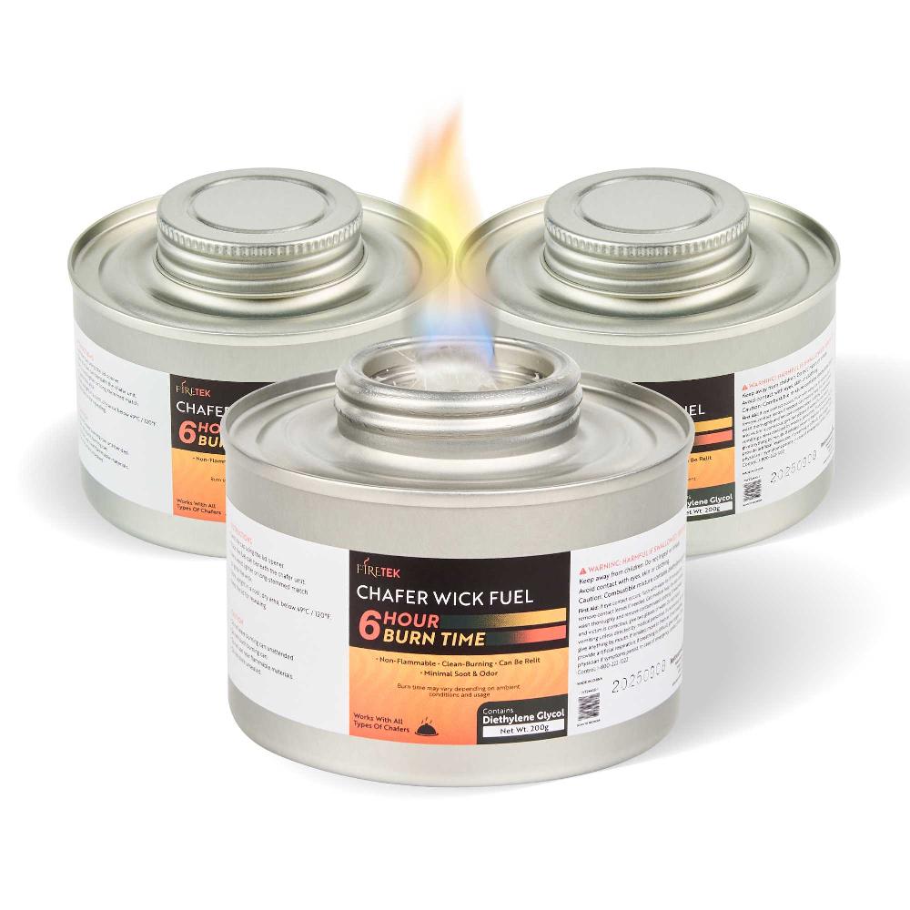 restaurantware Fire Tek 6 Hour Wick Chafing Fuel - 6 Pack with Safety Twist Cap and Lid Opener - 4 count box