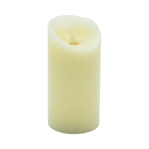 Restaurantware Fire Tek Ivory Plastic Flameless Pillar Candle - Real Wax Programmable - 3" X 3" X 6" - 10 Count Box