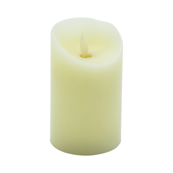 Restaurantware Fire Tek Ivory Plastic Flameless Pillar Candle - Real Wax Programmable - 3" X 3" X 5" - 10 Count Box
