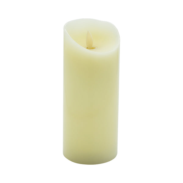 Restaurantware Fire Tek Ivory Plastic Flameless Pillar Candle - Real Wax Programmable - 3" X 3" X 7" - 10 Count Box