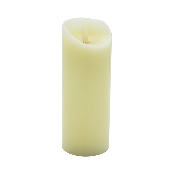 Restaurantware Fire Tek Ivory Plastic Flameless Pillar Candle - Real Wax Programmable - 3" X 3" X 8" - 10 Count Box
