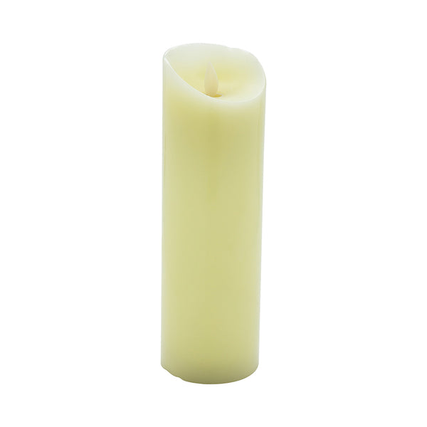 Restaurantware Fire Tek Ivory Plastic Flameless Pillar Candle - Real Wax Programmable - 3" X 3" X 8 3/4" - 10 Count Box