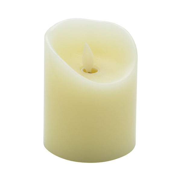 Restaurantware Fire Tek Ivory Plastic Flameless Pillar Candle - Real Wax Programmable - 3 1/4" X 3 1/4" X 4" - 10 Count Box