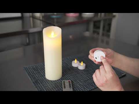 Restaurantware Fire Tek Ivory Plastic Flameless Pillar Candle - Real Wax Programmable - 3 1/4" X 3 1/4" X 4" - 10 Count Box