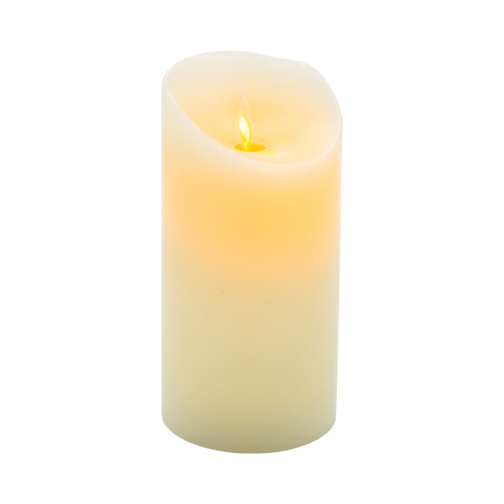 restaurantware Fire Tek Ivory Plastic Flameless Pillar Candle - Real Wax Programmable - 3" x 3" x 6" - 10 count box