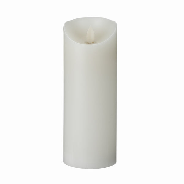 Restaurantware Fire Tek White Plastic Flameless Pillar Candle - Real Wax Programmable - 3" X 3" X 8" - 10 Count Box