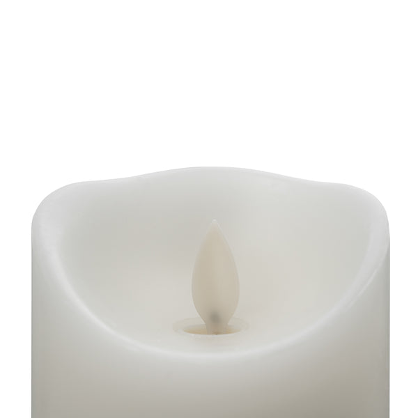 Restaurantware Fire Tek White Plastic Flameless Pillar Candle - Real Wax Programmable - 3" X 3" X 8" - 10 Count Box