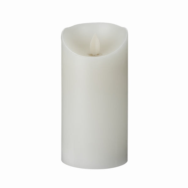 Restaurantware Fire Tek White Plastic Flameless Pillar Candle - Real Wax Programmable - 3" X 3" X 6" - 10 Count Box