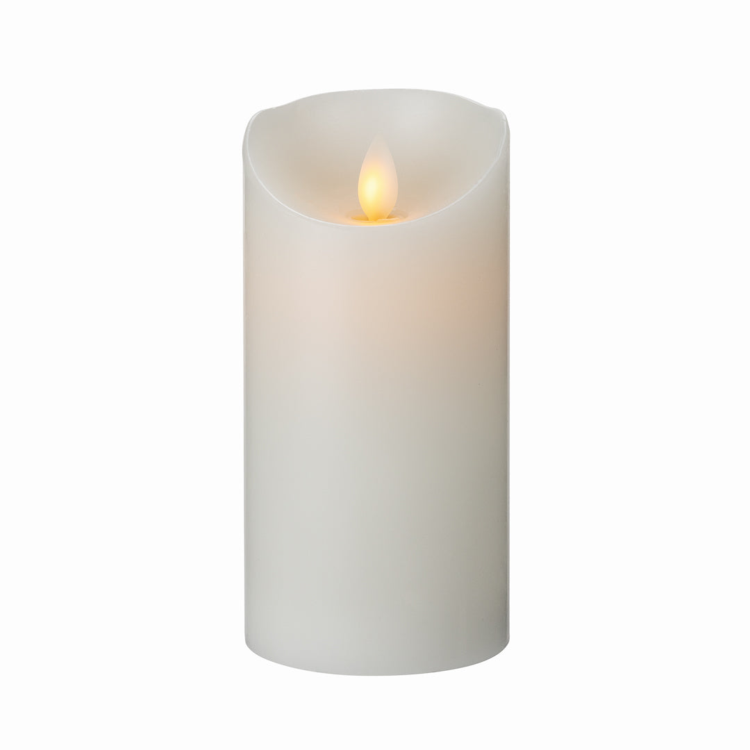 restaurantware Fire Tek White Plastic Flameless Pillar Candle - Real Wax Programmable - 3" x 3" x 6" - 10 count box