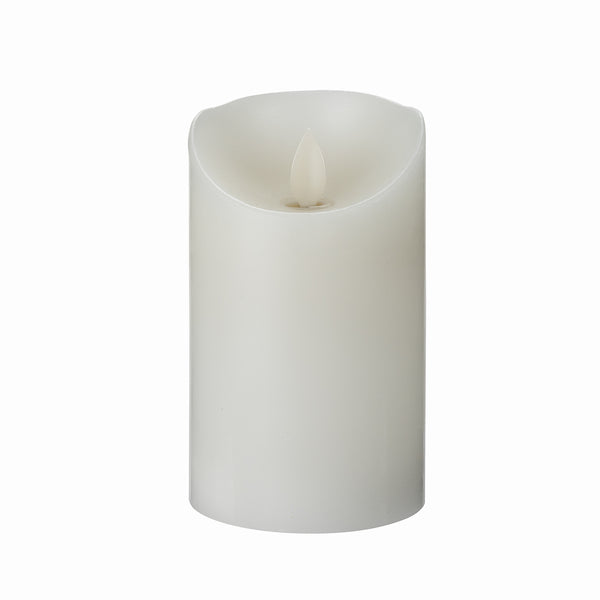 Restaurantware Fire Tek White Plastic Flameless Pillar Candle - Real Wax Programmable - 3" X 3" X 5" - 10 Count Box