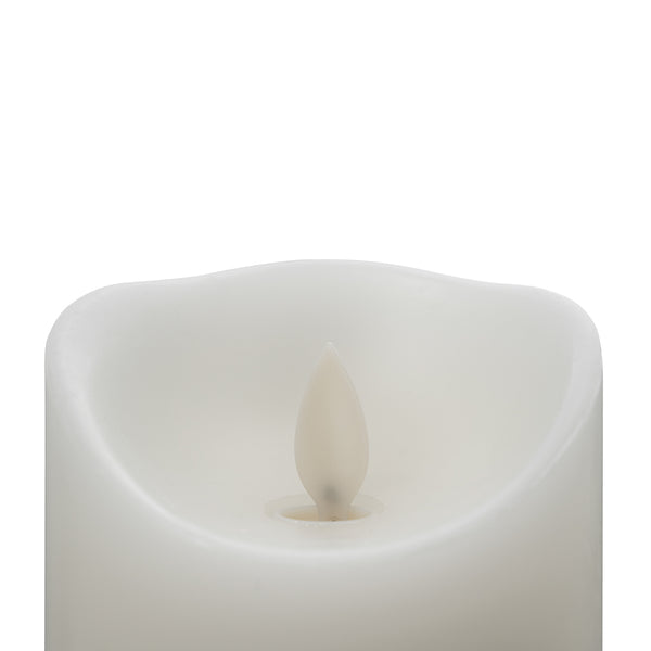 Restaurantware Fire Tek White Plastic Flameless Pillar Candle - Real Wax Programmable - 3" X 3" X 5" - 10 Count Box