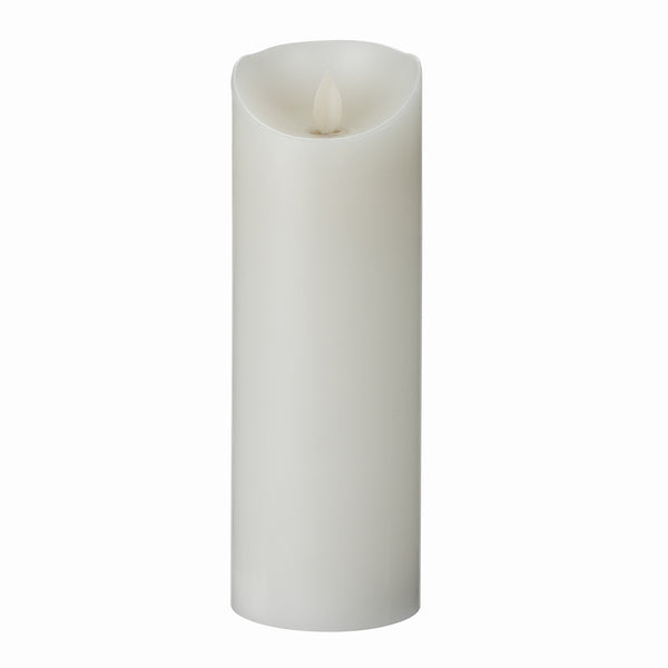 Restaurantware Fire Tek White Plastic Flameless Pillar Candle - Real Wax Programmable - 3" X 3" X 8 3/4" - 10 Count Box