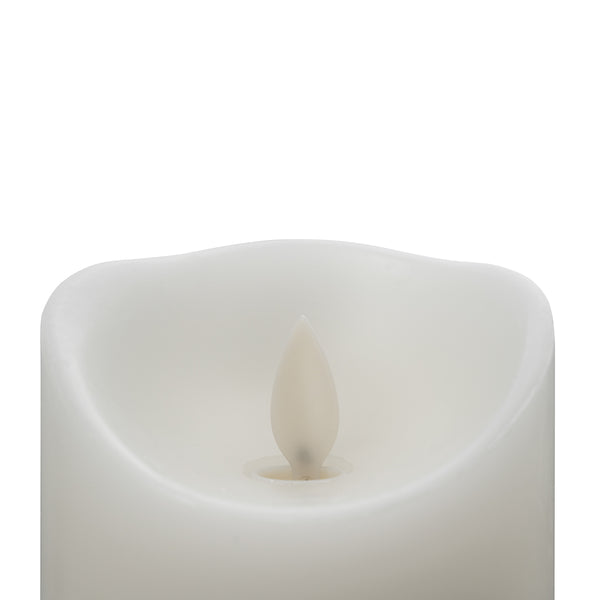 Restaurantware Fire Tek White Plastic Flameless Pillar Candle - Real Wax Programmable - 3" X 3" X 8 3/4" - 10 Count Box