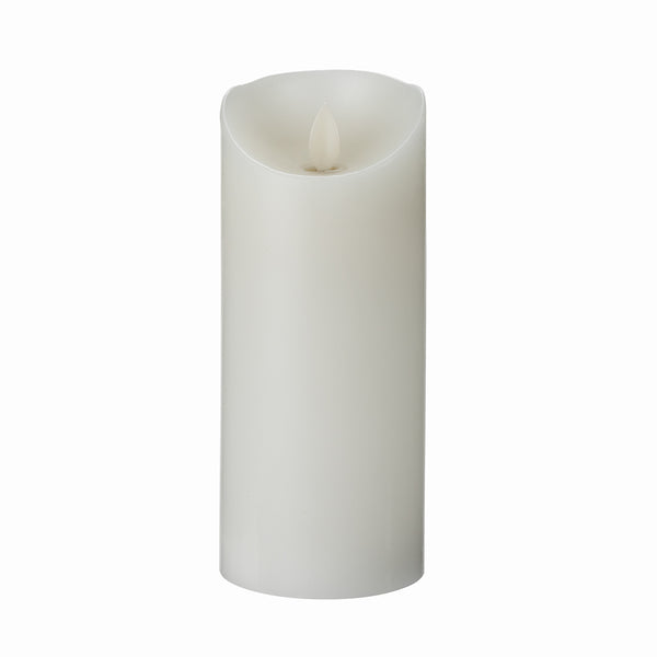 Restaurantware Fire Tek White Plastic Flameless Pillar Candle - Real Wax Programmable - 3" X 3" X 7" - 10 Count Box