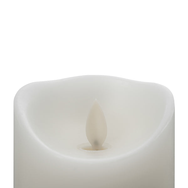 Restaurantware Fire Tek White Plastic Flameless Pillar Candle - Real Wax Programmable - 3" X 3" X 7" - 10 Count Box