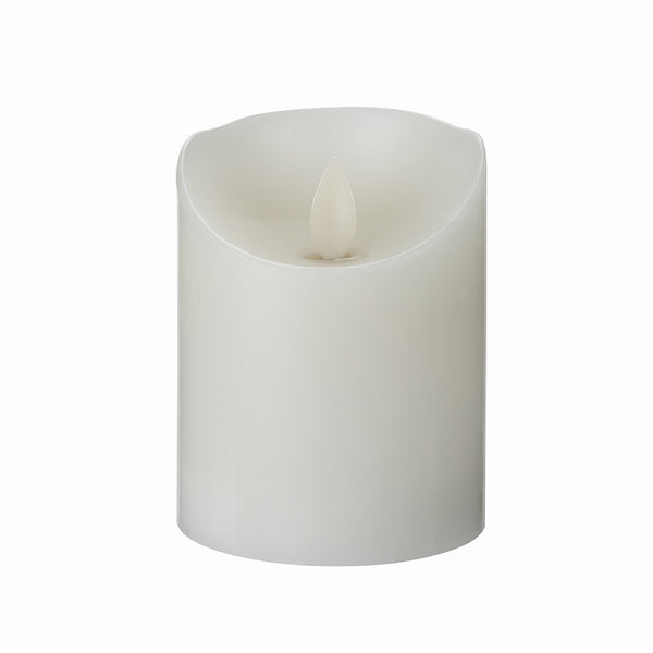 Restaurantware Fire Tek White Plastic Flameless Pillar Candle - Real Wax Programmable - 3 1/4" X 3 1/4" X 4" - 10 Count Box