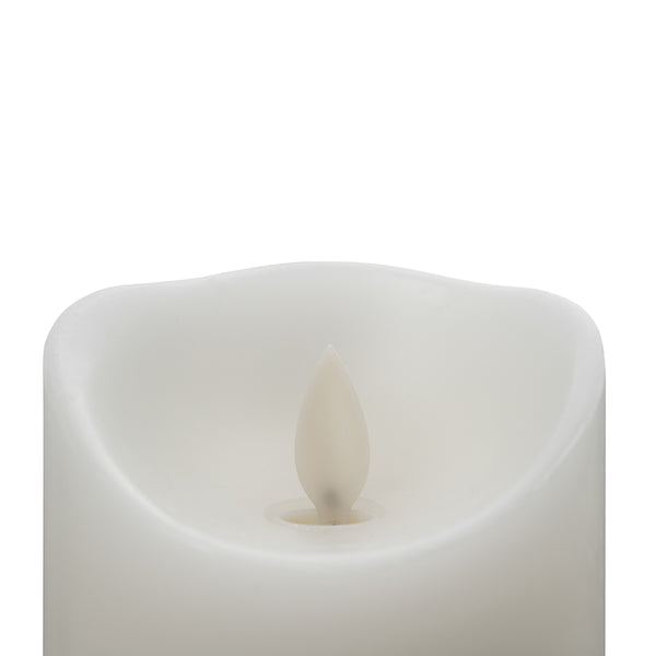 Restaurantware Fire Tek White Plastic Flameless Pillar Candle - Real Wax Programmable - 3 1/4" X 3 1/4" X 4" - 10 Count Box