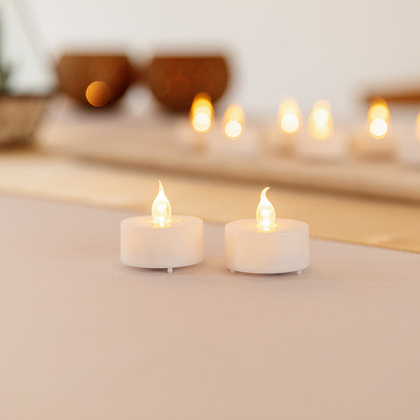 Restaurantware Fire Tek White Plastic Flameless Tea Candle - 1 1/2" X 1 1/2" X 1 1/4" - 10 Count Box