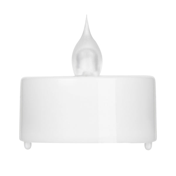 Restaurantware Fire Tek White Plastic Flameless Tea Candle - 1 1/2" X 1 1/2" X 1 1/4" - 10 Count Box
