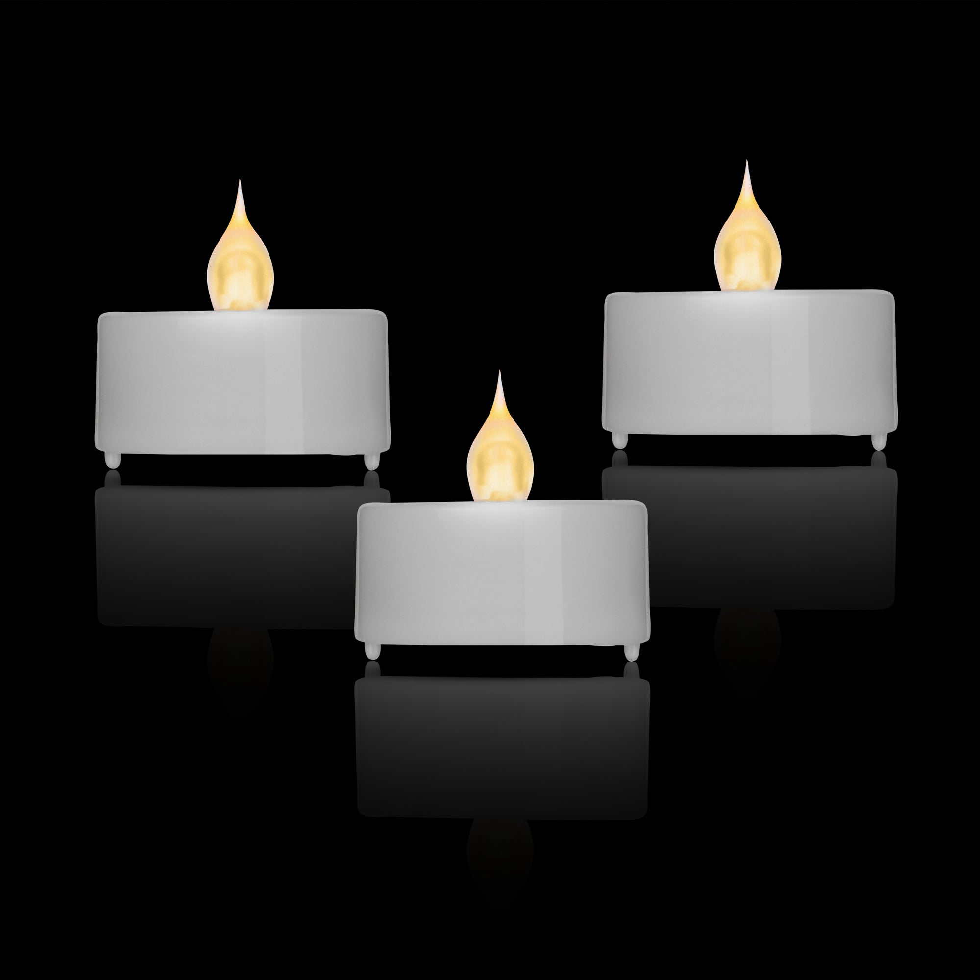 restaurantware Fire Tek White Plastic Flameless Tea Candle - 1 1/2" x 1 1/2" x 1 1/4" - 10 count box