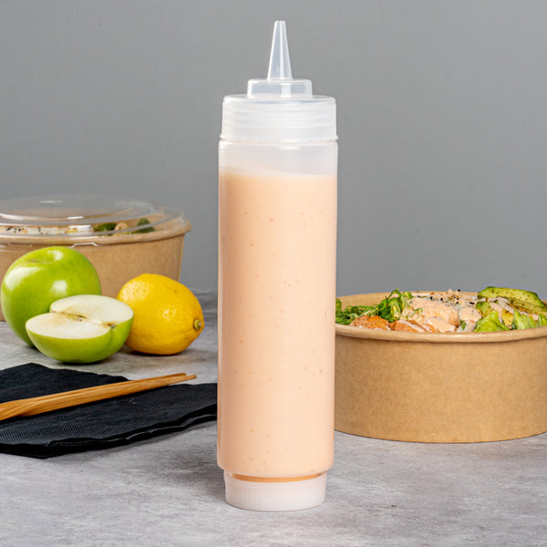 Restaurantware First In First Out 16 Oz Clear Plastic Squeeze Bottle - Refill Lid Precision Tip - 2 1/2" X 2 1/2" X 9 1/4" - 1 Count Box