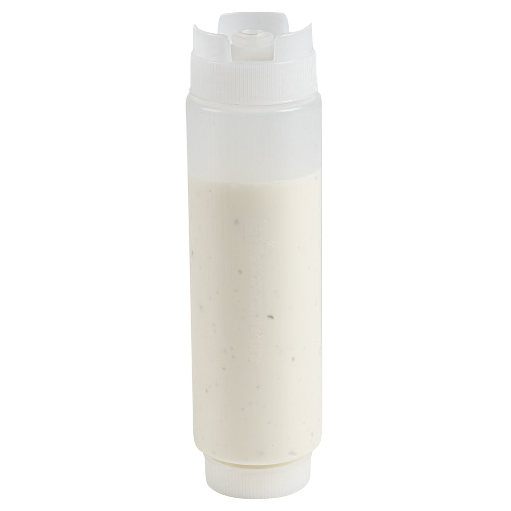 restaurantware First In First Out 16 oz Clear Plastic Squeeze Bottle - Inverted Refill & Dispensing Lid - 2 1/2" x 2 1/2" x 8 1/4" - 6 count box